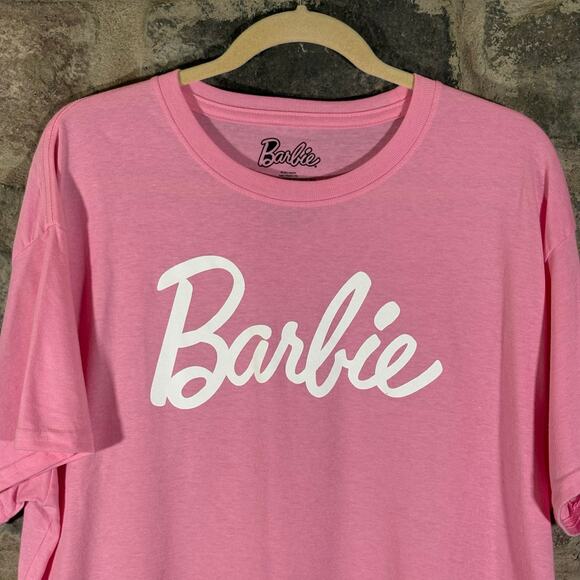 Barbie Pink Oversized T-Shirt XL Logo Graphic Tee Cotton Blend Retro Look Casual - Picture 2 of 10